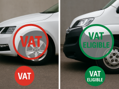 Split image showing a car labelled ‘VAT’ and a van labelled ‘VAT Eligible’, illustrating the difference in VAT reclaim rules for businesses.